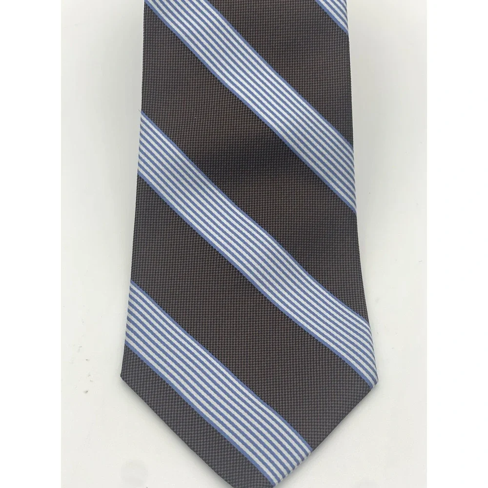 Brooks‎ Brothers 346 Men's Tie Brown Blue Striped Silk Preppy Career Party Italy